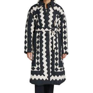 NWT SEA New York Helena Geometric Belted Coat Quilted Size L